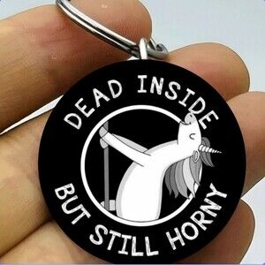 Unicorn Pole Dancer Hot Funny Dead Inside Stainless Keychain